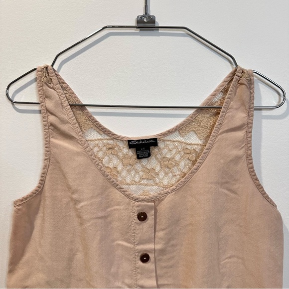 ๐๏ธ4 for 20$ / Seduction Lace back crop knot tank top cami / Beige / L - Picture 2 of 8